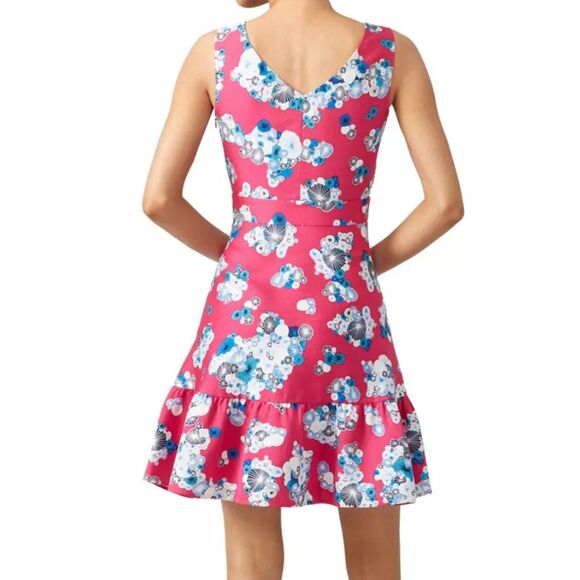 Diane von Furstenberg DVF Topanga Pink Floral Jacquard Fit & Flare Dress Women 2 - Picture 2 of 13
